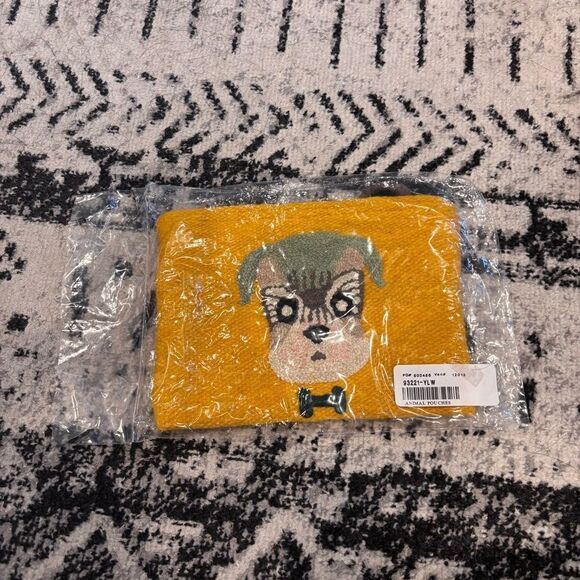 Sundance, Jenny Krauss Animal Tales Pouch, Yellow, Dog, Handmade, Wool, NEW - Picture 2 of 7